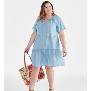 Chambray tier dress